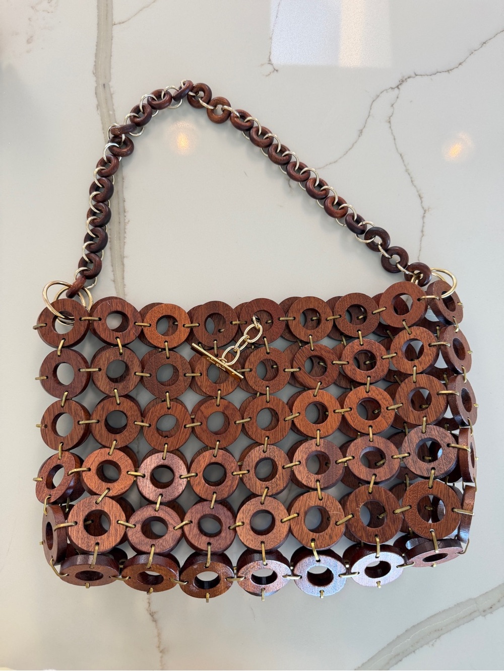 CULT GAIA Wooden Jasmin bag in mahogany